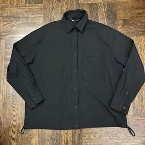 Uniqlo x Theory Black Stretch Shirt Jacket Snap Button Long Sleeve Size XS